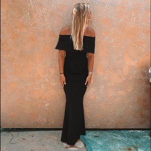 Long black strapless dress